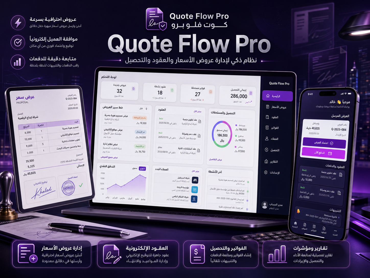 نظام إدارة عروض الأسعار والعقود والتحصيل