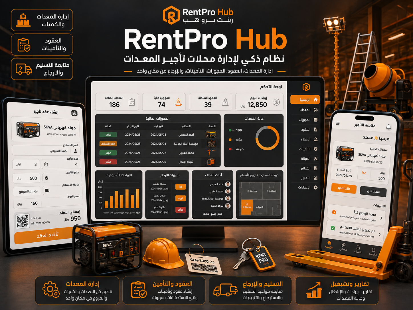 نظام إدارة محلات تأجير المعدات